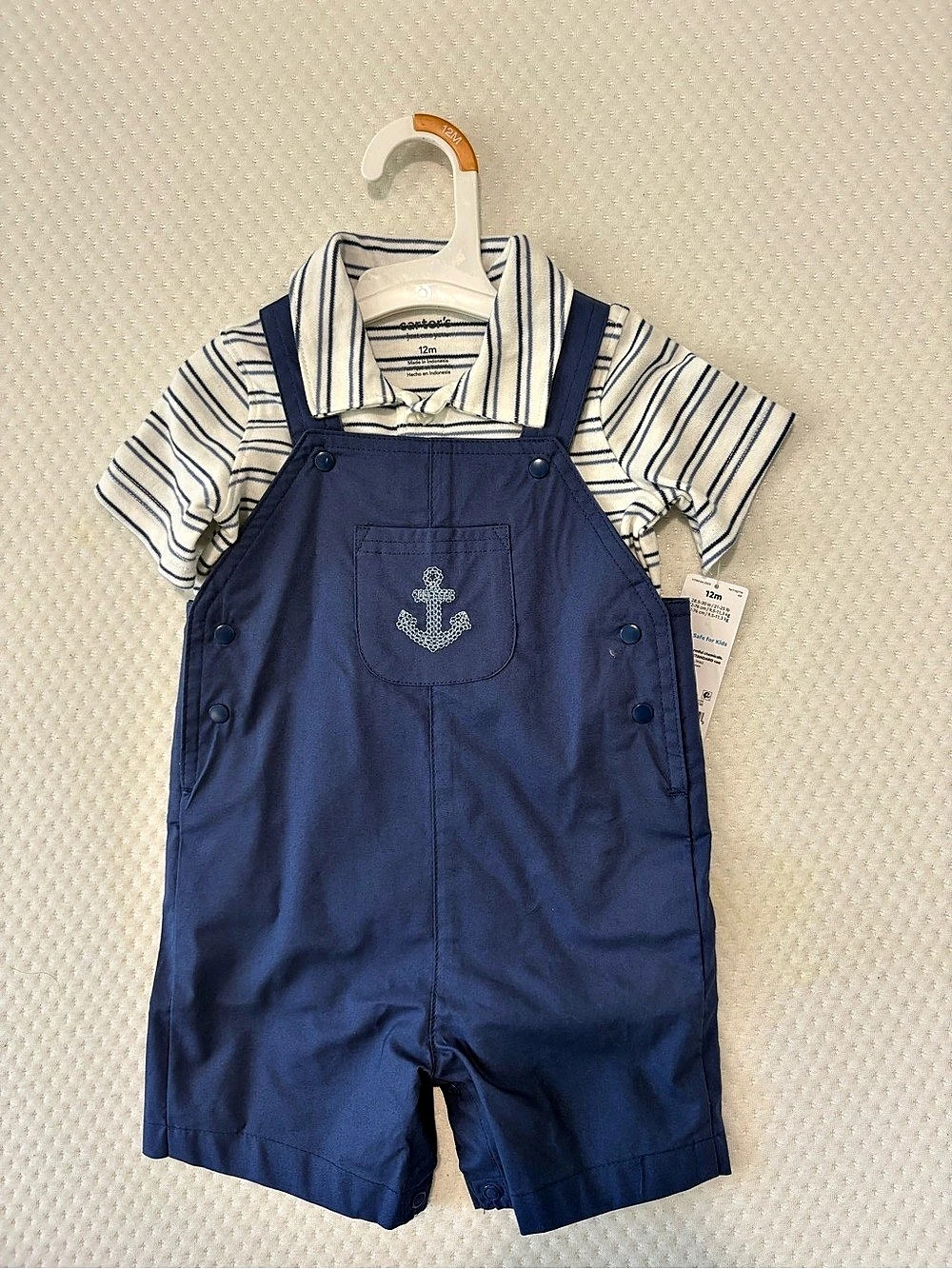 Carter's Striped Romper Set in Blue & White